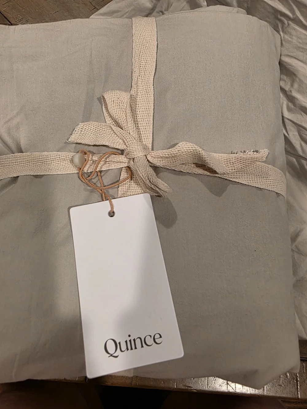 Quince Organic Brushed Cotton Duvet Cover - Light Grey - Twin